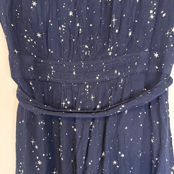 Fat Face Calla Lunar Sky Dress Women's US Size 8 Navy Blue Star Print Tie Belted - Picture 6 of 15